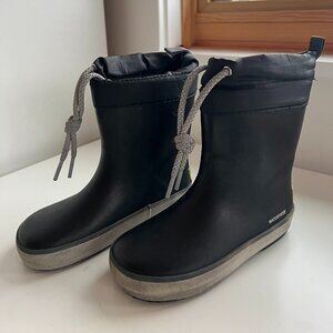 Western Chief Toddler Rain Boots – Black Waterproof w/ Drawstring Top – Size 10